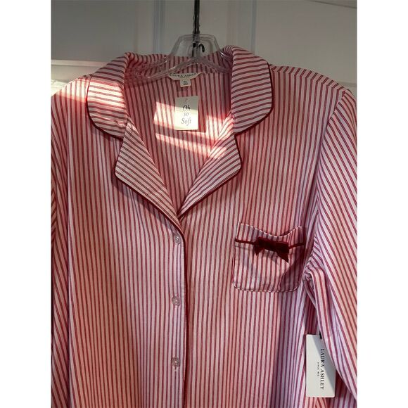 Laura Ashley Women's XL Red Striped Pajama Set Long Sleeve - Picture 2 of 9